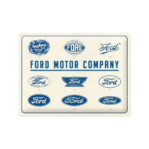 Nostalgic-Art Ford Logo Evolution 30x40cm Large Metal Tin Sign Plaque