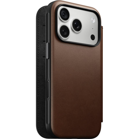 NOMAD Leather Folio Case for iPhone 18 Pro (Brown ECCO)