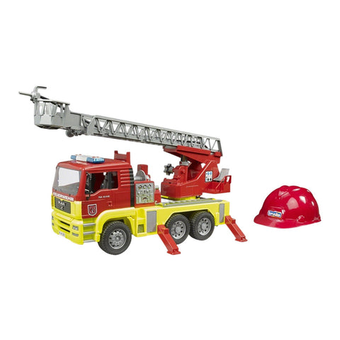 Bruder 1:16 MAN TGA Fire Engine With Yellow Skirt Light Sound Module Red Helmet