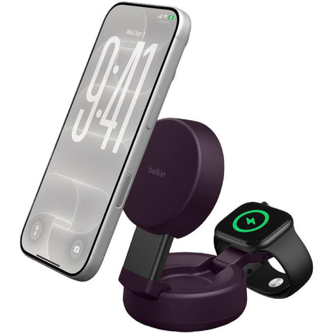 Belkin UltraCharge Pro 2-in-1 Convertible Magnetic Charger (Burgundyl)