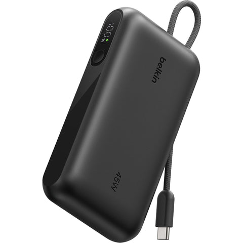 Belkin UltraCharge 10K 45W Power Bank with Integrated Cable & Display (Black)