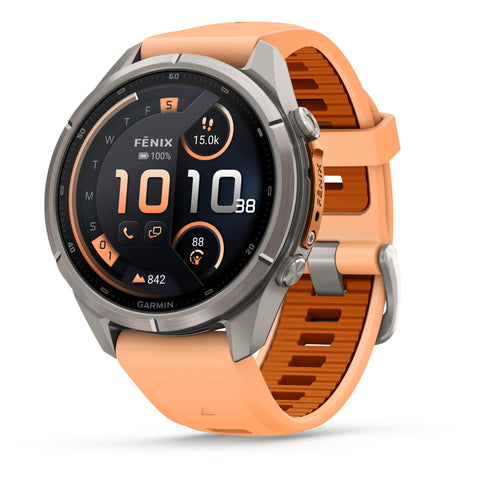 Garmin fenix 9 Pro 43mm with InReach (Titanium with Shell Pink/Autumn Orange Silicone Band)
