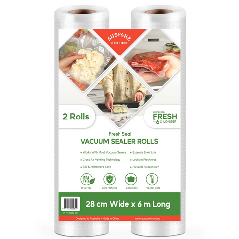 AUSPURE Vacuum Sealer Bags, 28cm x 6m for Food Storage 2 Rolls