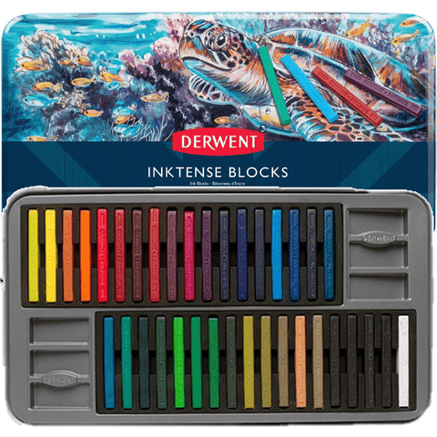 Derwent Inktense Block Assorted Colours Tin 36 Blocks Watercolour Sticks