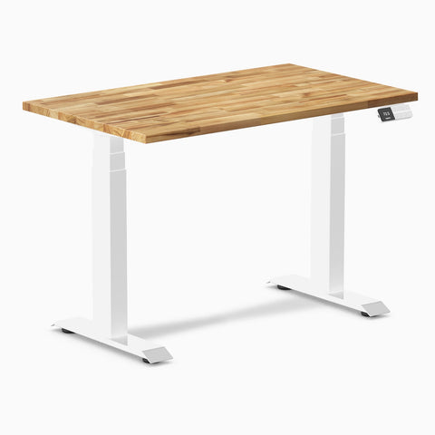 Desky Dual Mini Hardwood Sit Stand Desk 80cm Acacia Desktop and Matte Black Frame