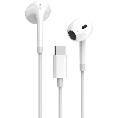 XCD Wired USB-C Semi-In-Ear Headphones (White)