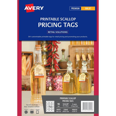 Avery 980050 22848 Printable Scallop Pricing Tags Pack 90