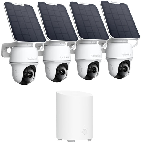 Reolink Hub Mini & Argus 4K Pan & Tilt Solar Security Camera Kit [4 Pack]