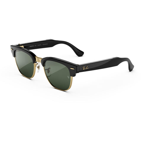 Ray-Ban |  Meta Audio Clubmaster AI Glasses (Shiny Black/Gold Transitions® Graphite Green Lenses)