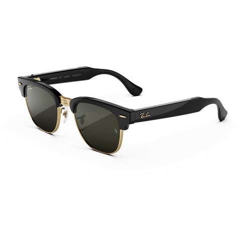 Ray-Ban | Meta Audio Clubmaster AI Glasses (Shiny Black/ Gold Green Lenses)