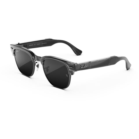 Ray-Ban| Meta Audio Clubmaster AI Glasses (Transparent Iron Grey/Gun Metal Polarized Grey Lenses)