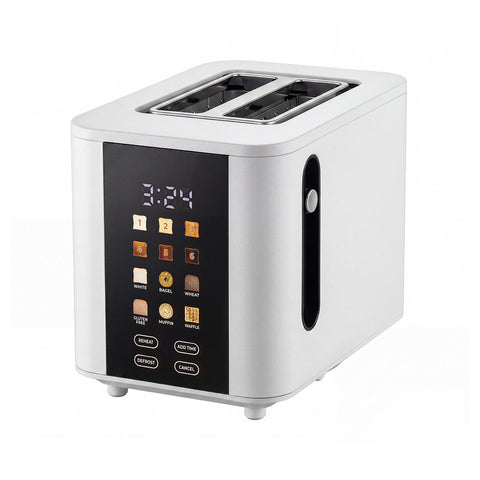 Healthy Choice 2-Slice Digital Toaster 800-950W Smart Touch Screen 6 Browning Levels Reheat & Defrost - White