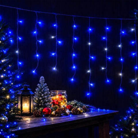 Lexi Lighting Solar 480 LED Icicle Light - Blue & White