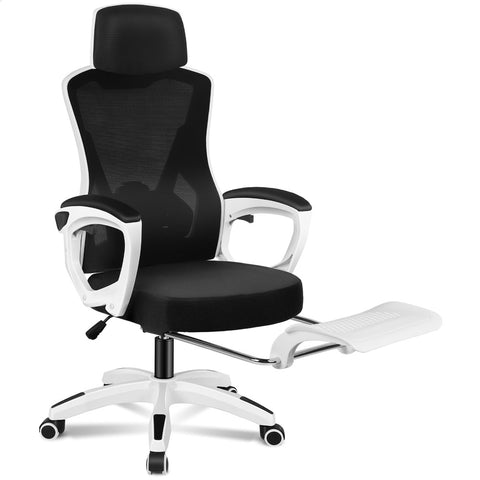 ALFORDSON Mesh Office Chair Executive Computer Recliner Fabric Seat Work (White Black)