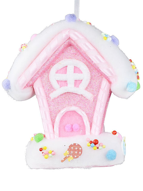 Christmas Warehouse - DECRH056 Sugared Fairy Floss 3D Cottage Whimsical Statement Ornament | 20cm Pink with White & Various