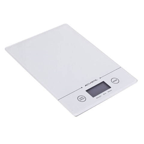 Acurite Slim Line Glass 1g/5kg Digital Kitchen Scale Weight (White)
