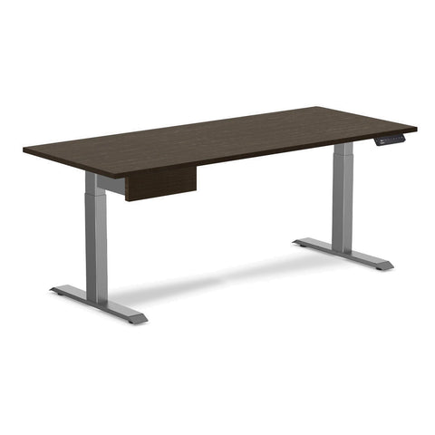 Desky Single Standing Desk With Drawer - Dark Bamboo / 1800x750mm / Space Grey