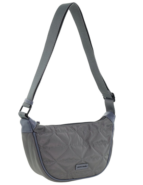 Pierre Cardin Women's Nylon Crescent Shoulder Crossbody Bag 29x9cm Grey