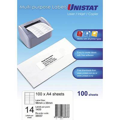 UNISTAT #FSC LIP LABEL 14UP 98X38MM [100-Pieces]