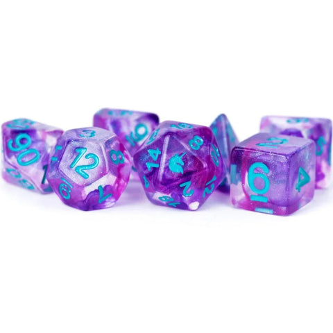 Fanroll By Metallic Dice Games Metallic Dice Games Unicorn Resin Polyhedral Dice 7 Set (Violet Infusion Purple)