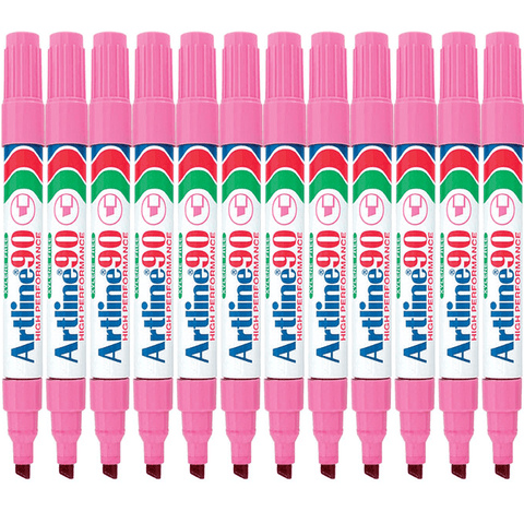Artline 90 Box 12 Permanent Marker Chisel Tip 2-5mm (Pink)