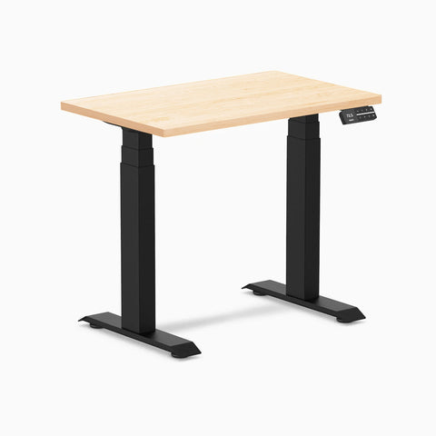 Desky Dual Mini Hardwood Sit Stand Desk 80cm Maple Desktop and Matte Black Frame
