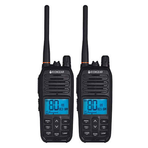 EcoXgear 5 Watt Waterproof UHF CB Handheld Radio (Twin Pack) EXG500-2PK