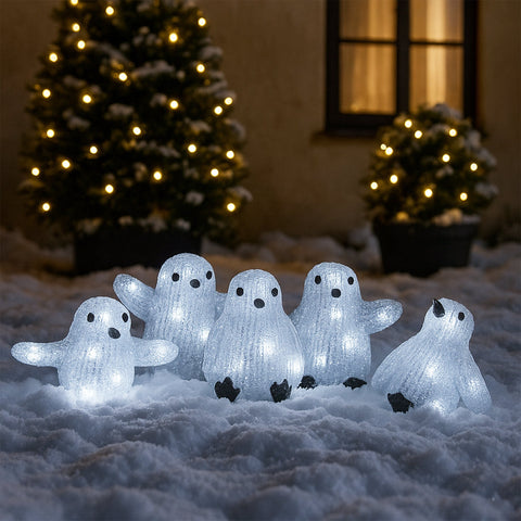 Lexi Lighting Acrylic Baby Penguins Christmas Lights Set of 5