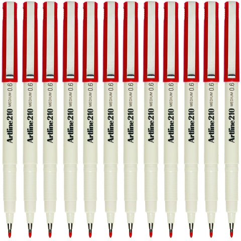 Artline Box 12 210 Fineliner Pen 0.6mm Fiber Tip (Red)