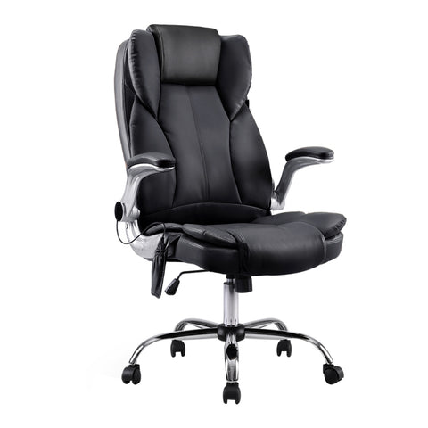 Artiss 8 Point Massage Office Chair PU Leather (Black)