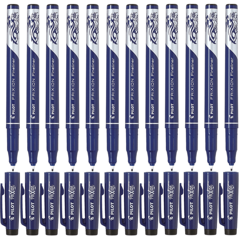 Pilot Frixion Erasable Fineliner Pens 0.45mm (Black) [Box 12]