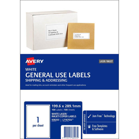 Avery General Use Labels, 199.6 x 289.1 mm [100-Pieces]