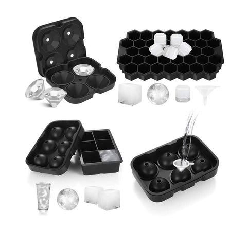 BOOC 4-pack Easy-Release Silicone Ice Cube Trays & Moulds