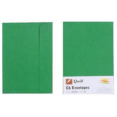 Quill C6 Coloured Envelopes Pack 25 (Emerald)
