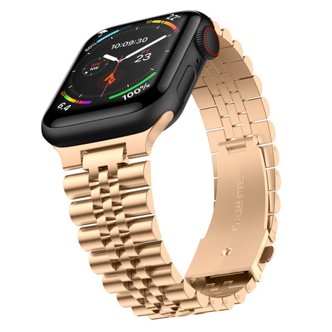 Friendie Perth Collection Steel Link Band for Apple Watch 7/8/9/10/11/SE  (Gold) [Large] [42/44/45/46mm Ultra 49mm