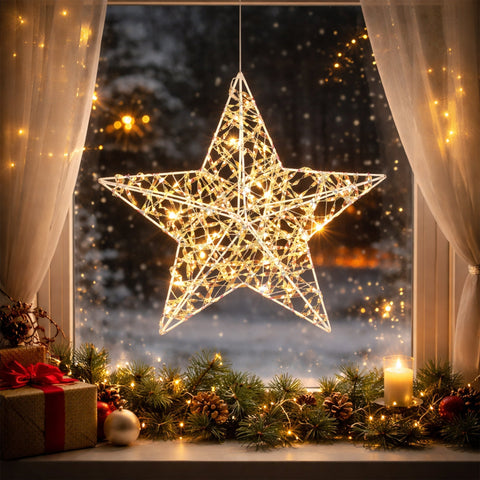 Lexi Lighting 30cm Iridescent Gliter Light up Star