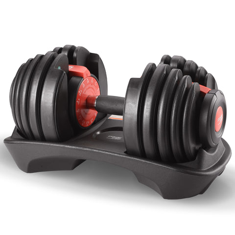 Powertrain 24kg Adjustable Dumbbell Home Gym Exercise Weights Free Workout (Red)