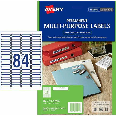 Avery Multi-purpose Labels 46 x 11.11 mm (2100 Pieces)