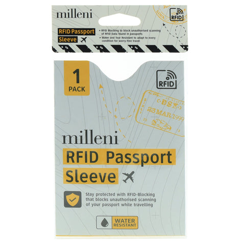 Milleni Travel RFID Passport Sleeve Water/Tear Resistant Secure White