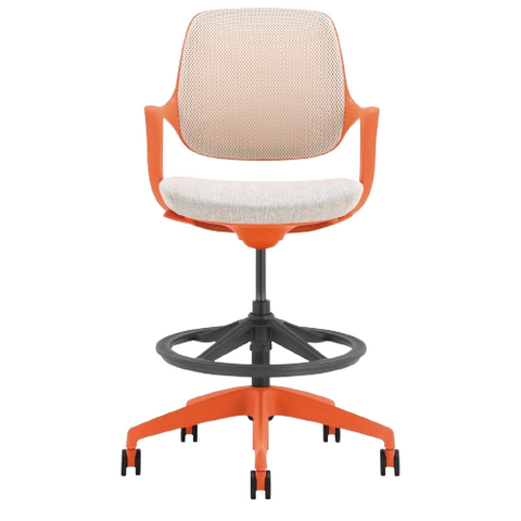 Desky Evoque Low Back Office Chair - Orange + White / Yes