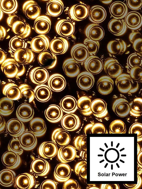 Christmas Warehouse - LITESP40 200 Warm White LED Solar String Fairy Lights 8 Function | 20m Warm White