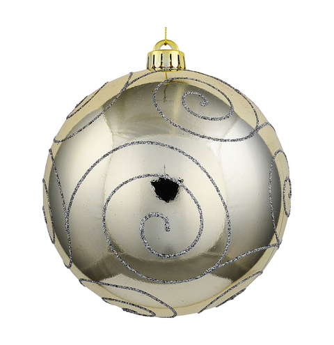 Christmas Warehouse - DECR2653 Classic Gold & Silver Grand Glitter Swirl Bauble 15cm