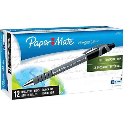 Papermate Flexgrip RT BallPoint Medium 1.0mm (Black) [Box 12]