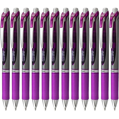 Pentel BL80 Energel Retractable Gel Ink Pens 1.0mm Box of 12 (Violet Purple)