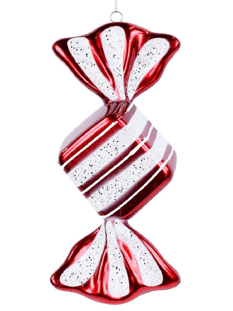 Christmas Warehouse - DECRH978 Whimsical Red & White Wrapped Lolly Grand Display Ornament | 19cm Red with White & Silver