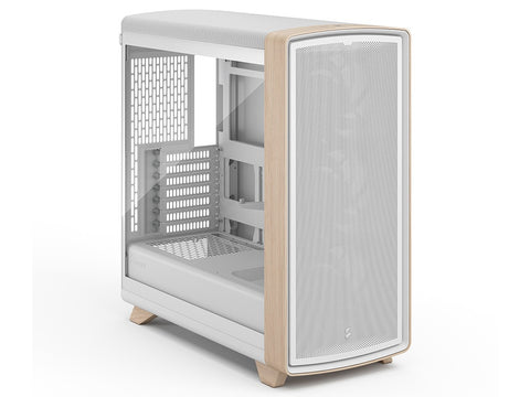 Fractal Design Summit Curved Wood ATX Case - Chalk White TG Clear Tint