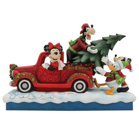 Jim Shore Disney Traditions - Mickey Mouse and Friends Christmas - Fab 4 With Truck