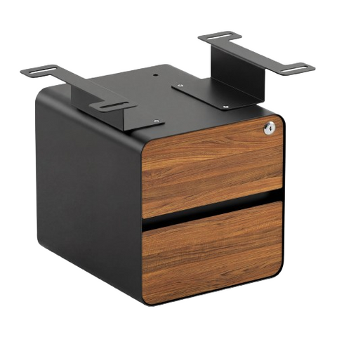 Desky Minimal Under Desk Cabinet - Prime Oak Melamine / Black