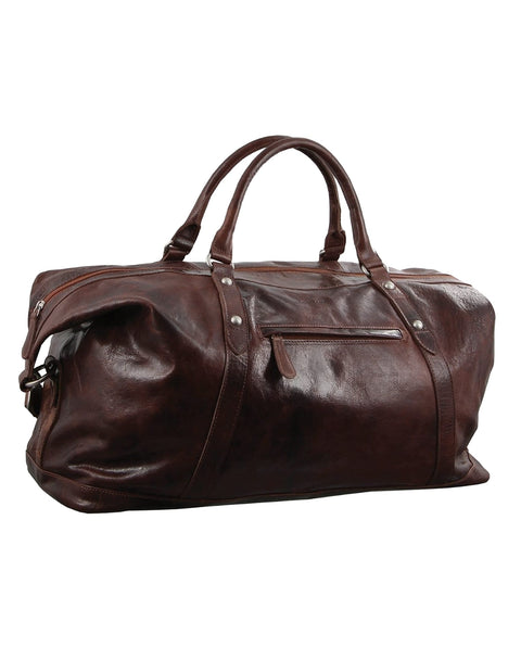 Pierre Cardin Rustic Leather Business/Overnight Travel Bag 54cm Chocolate