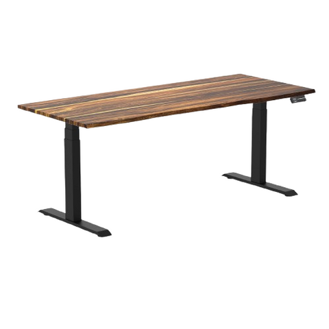Desky Dual Hardwood Sit Stand Desk 180cm Saman Desktop and Space Grey Frame